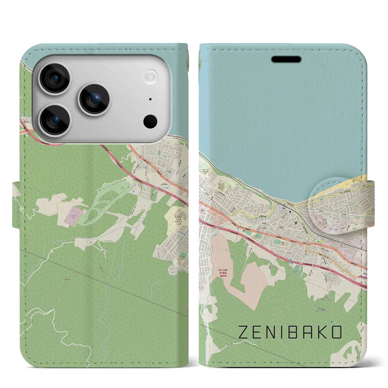 【銭函(北海道)】地図柄iPhoneケース(手帳タイプ)