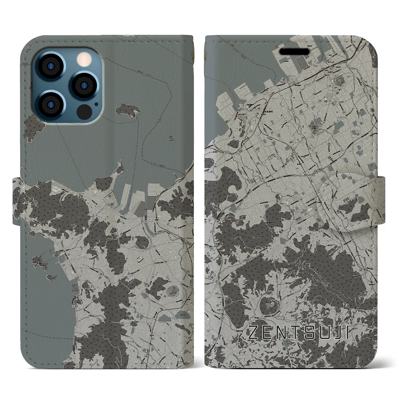 【善通寺(香川県)】地図柄iPhoneケース(手帳タイプ)