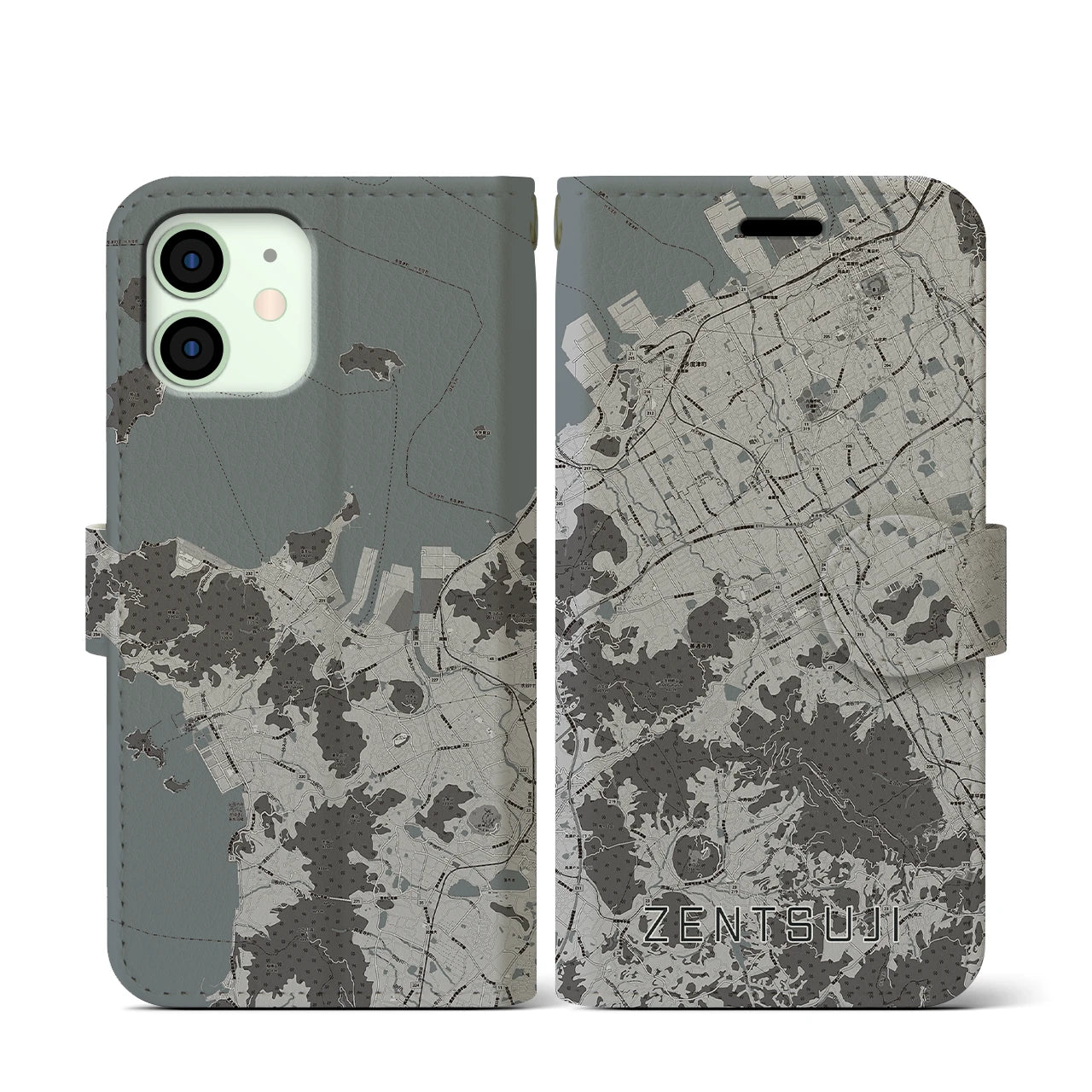 【善通寺(香川県)】地図柄iPhoneケース(手帳タイプ)