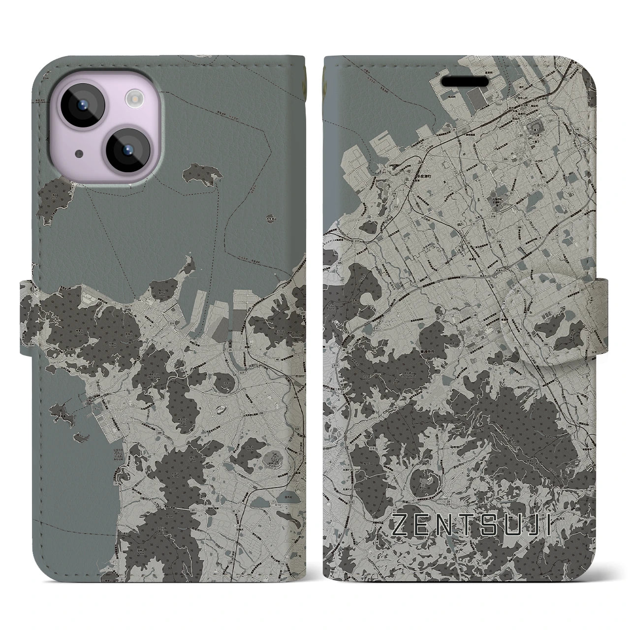 【善通寺(香川県)】地図柄iPhoneケース(手帳タイプ)