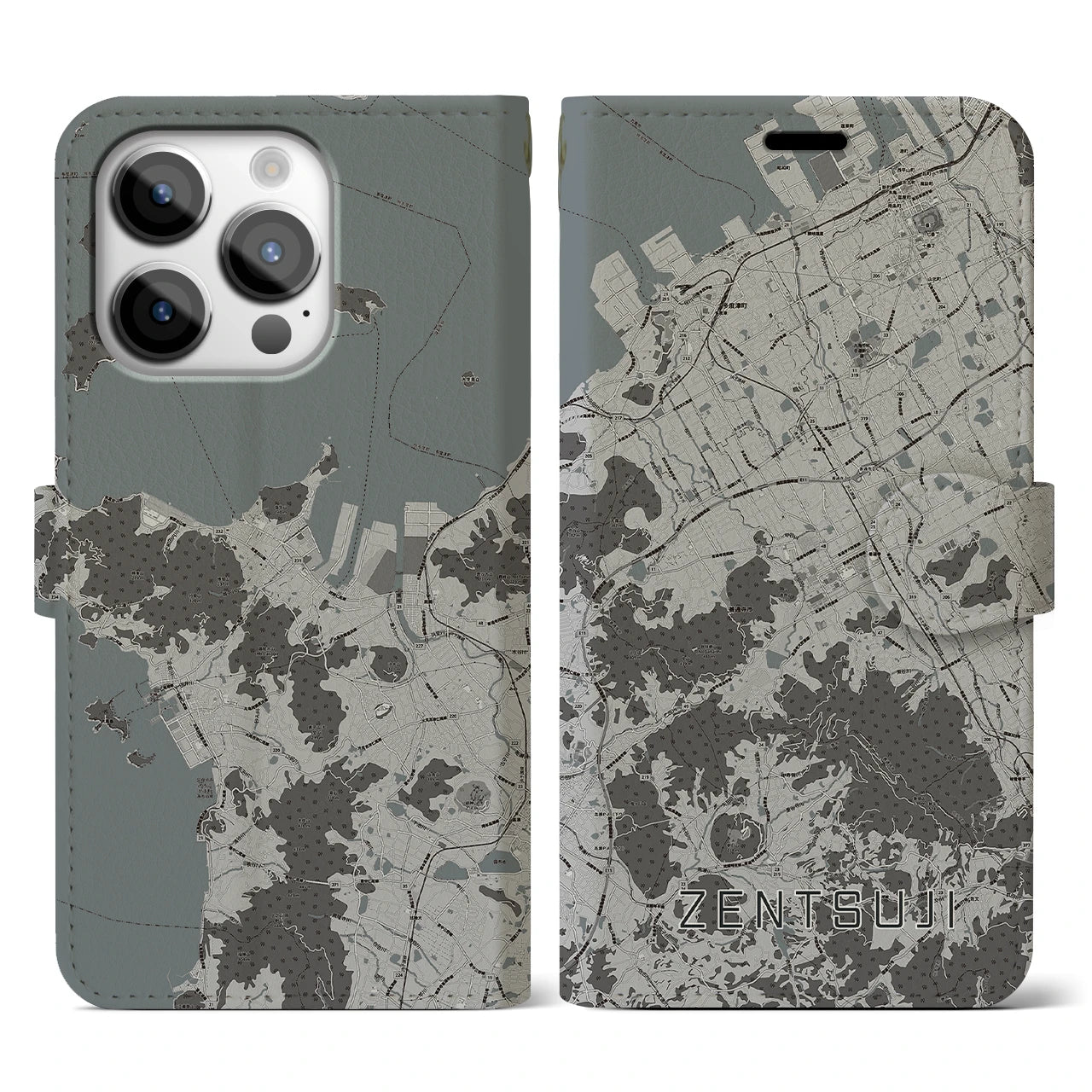 【善通寺(香川県)】地図柄iPhoneケース(手帳タイプ)