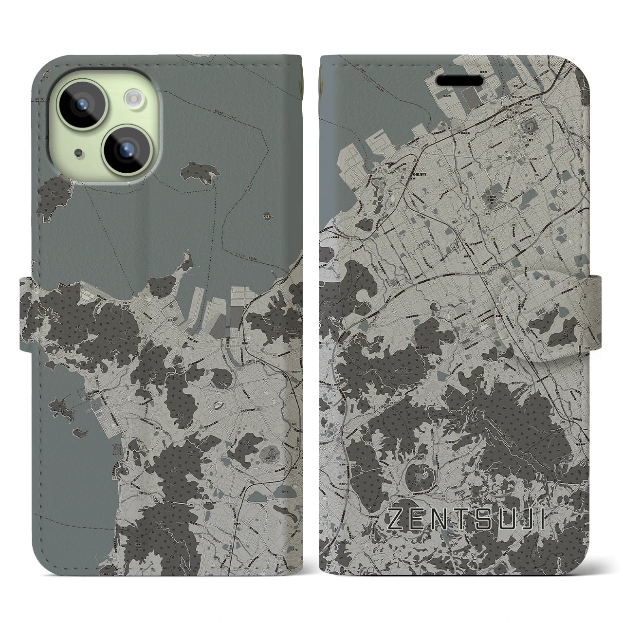 【善通寺(香川県)】地図柄iPhoneケース(手帳タイプ)