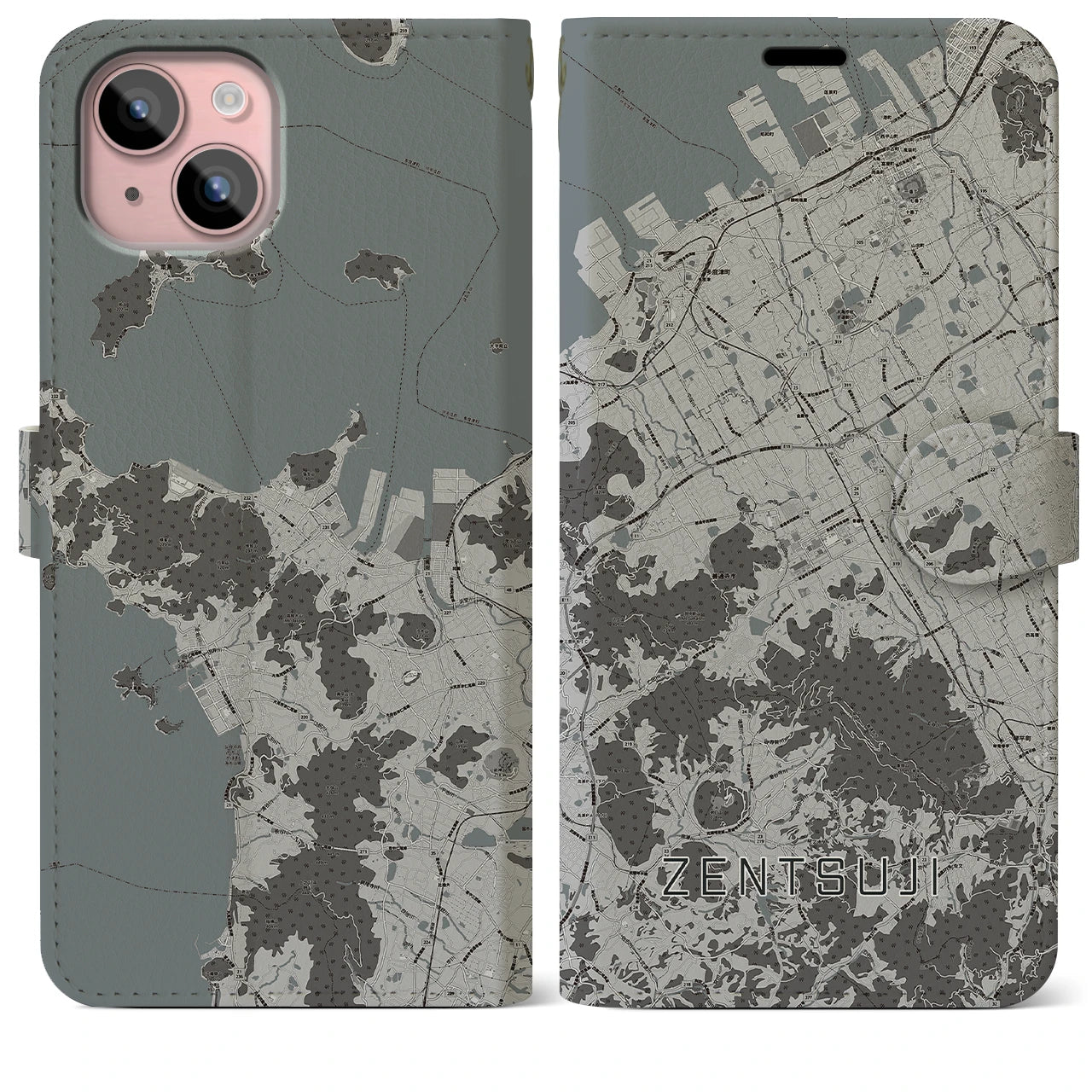 【善通寺(香川県)】地図柄iPhoneケース(手帳タイプ)