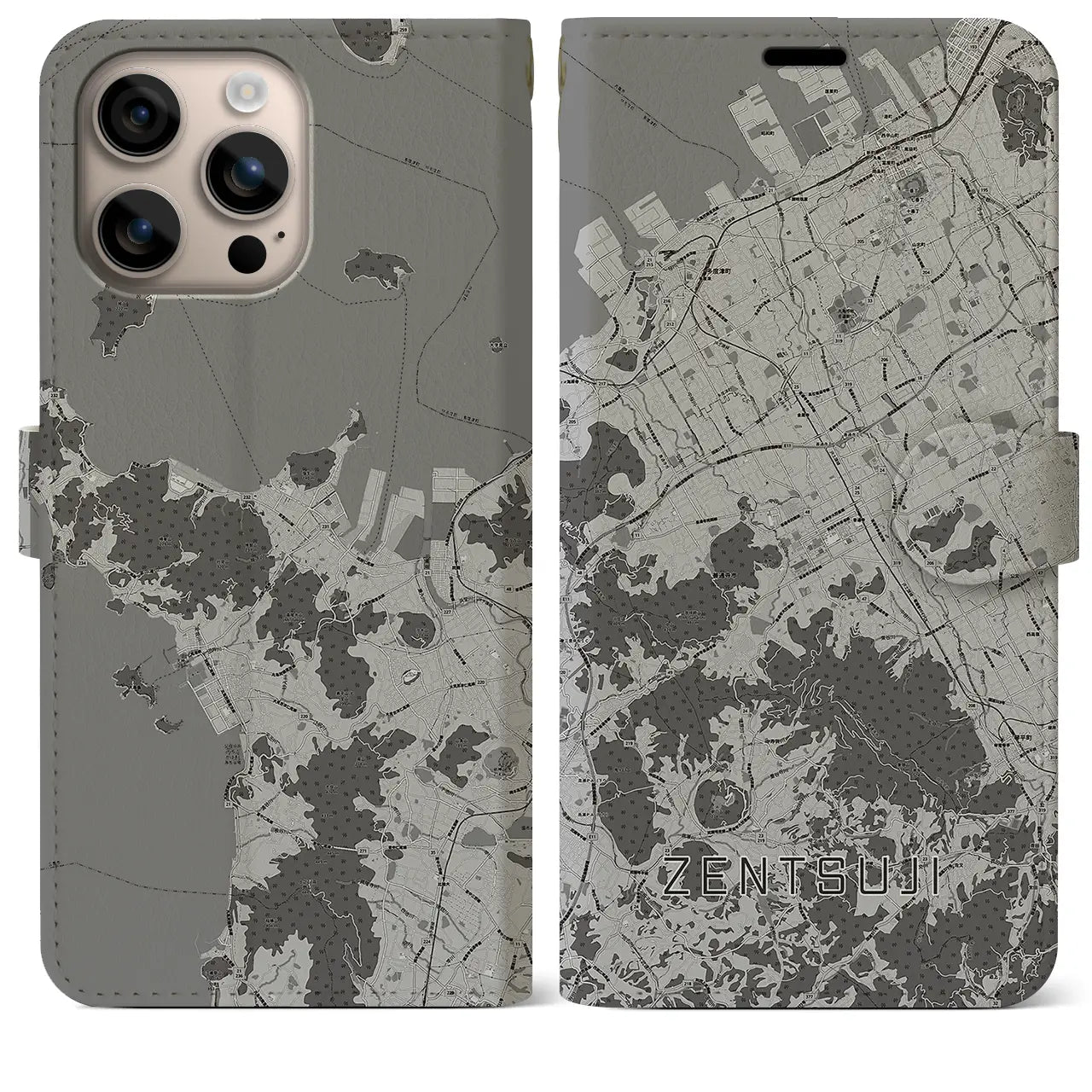 【善通寺(香川県)】地図柄iPhoneケース(手帳タイプ)