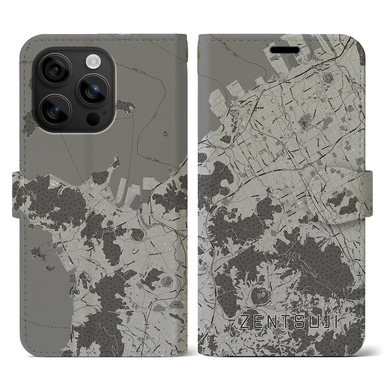 【善通寺(香川県)】地図柄iPhoneケース(手帳タイプ)