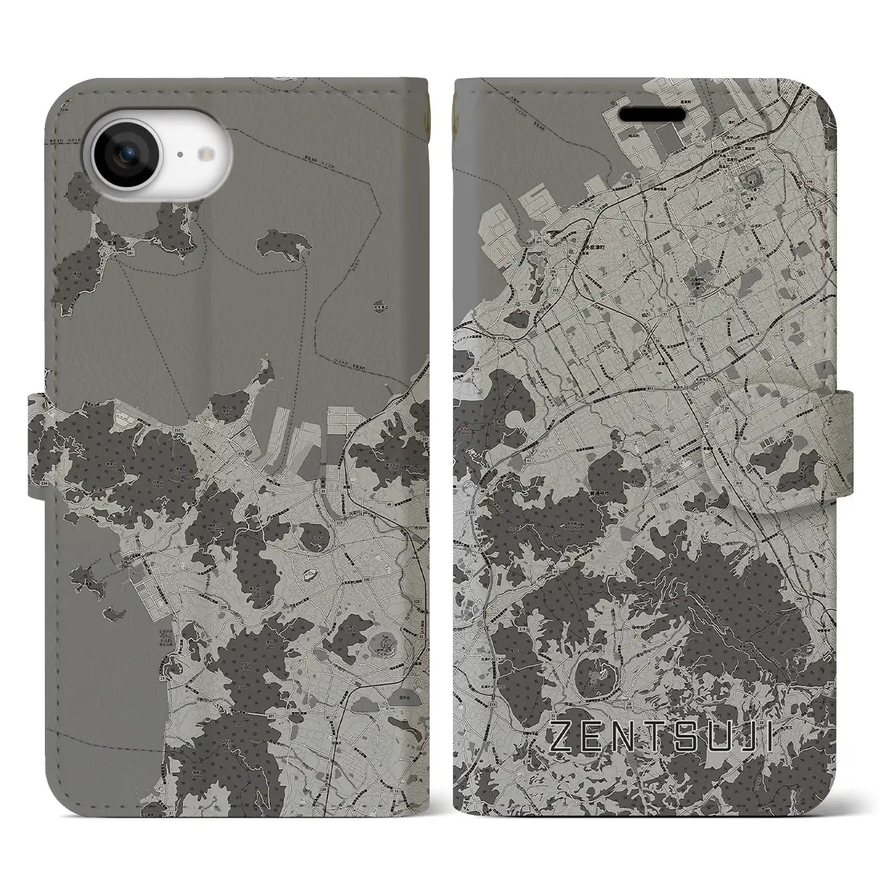 【善通寺(香川県)】地図柄iPhoneケース(手帳タイプ)