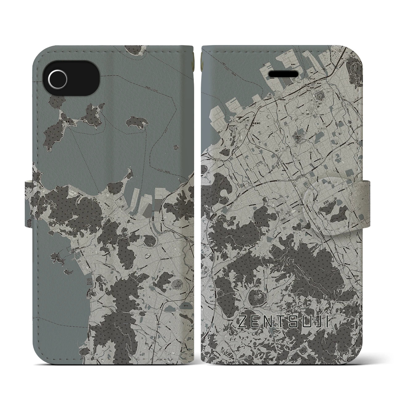 【善通寺(香川県)】地図柄iPhoneケース(手帳タイプ)