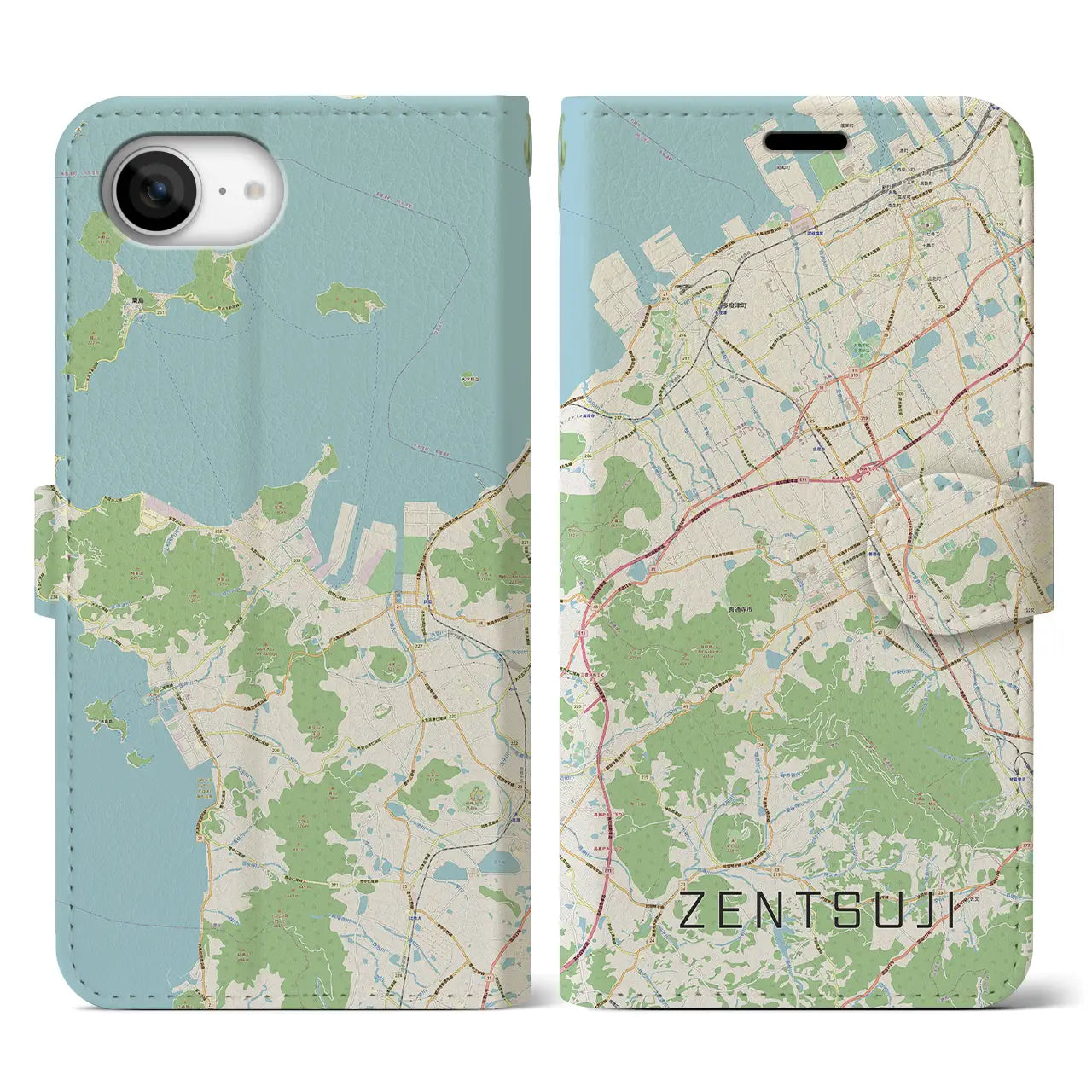 【善通寺(香川県)】地図柄iPhoneケース(手帳タイプ)