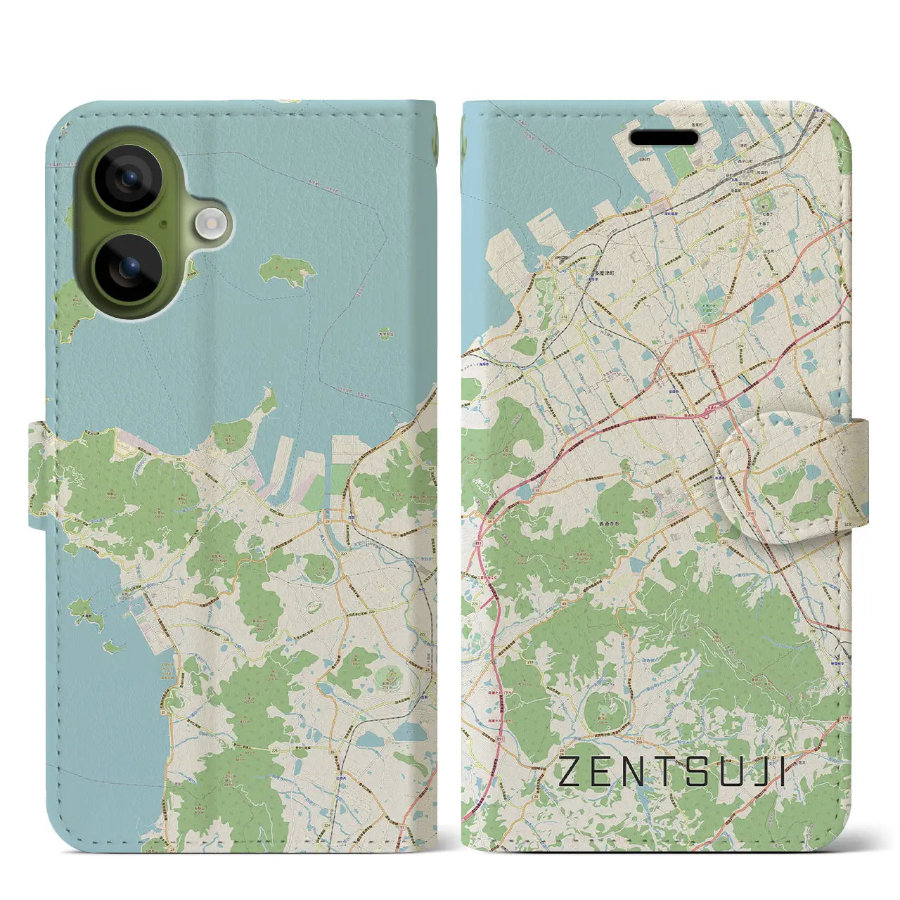 【善通寺(香川県)】地図柄iPhoneケース(手帳タイプ)