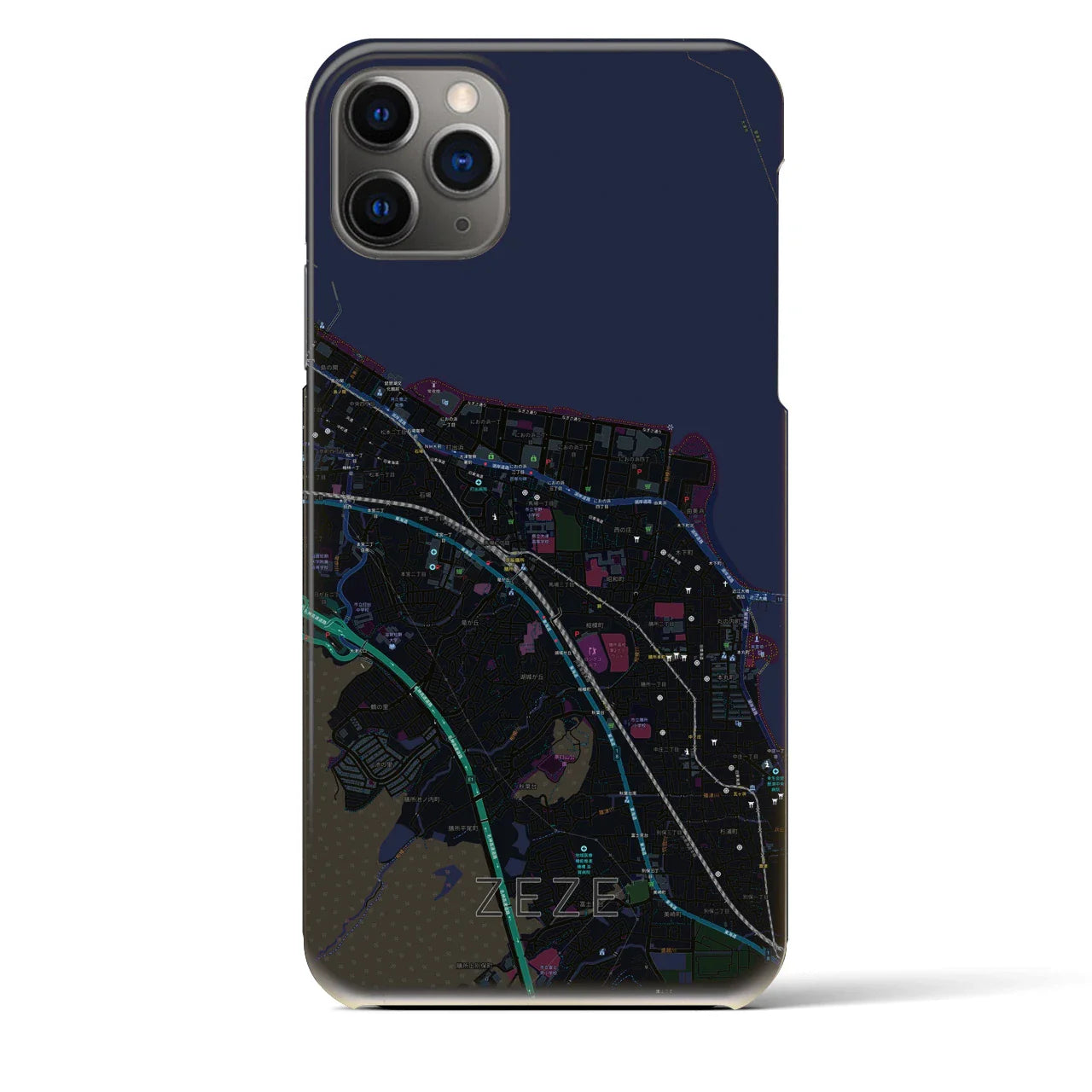 【膳所(滋賀県)】地図柄iPhoneケース(バックカバータイプ)
