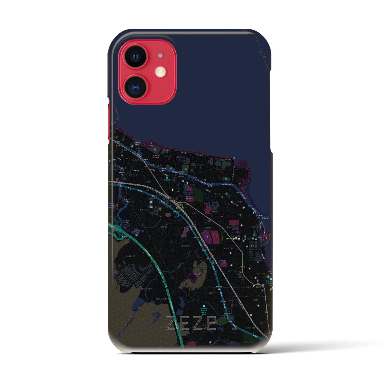 【膳所(滋賀県)】地図柄iPhoneケース(バックカバータイプ)