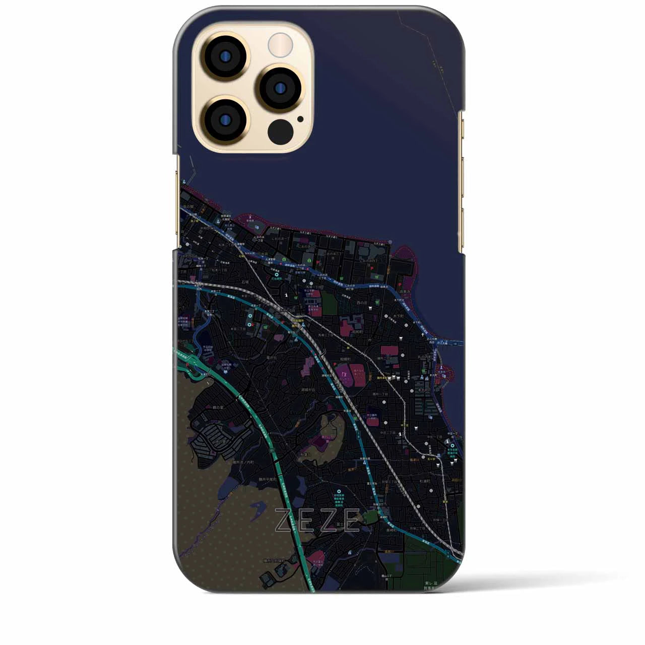 【膳所(滋賀県)】地図柄iPhoneケース(バックカバータイプ)