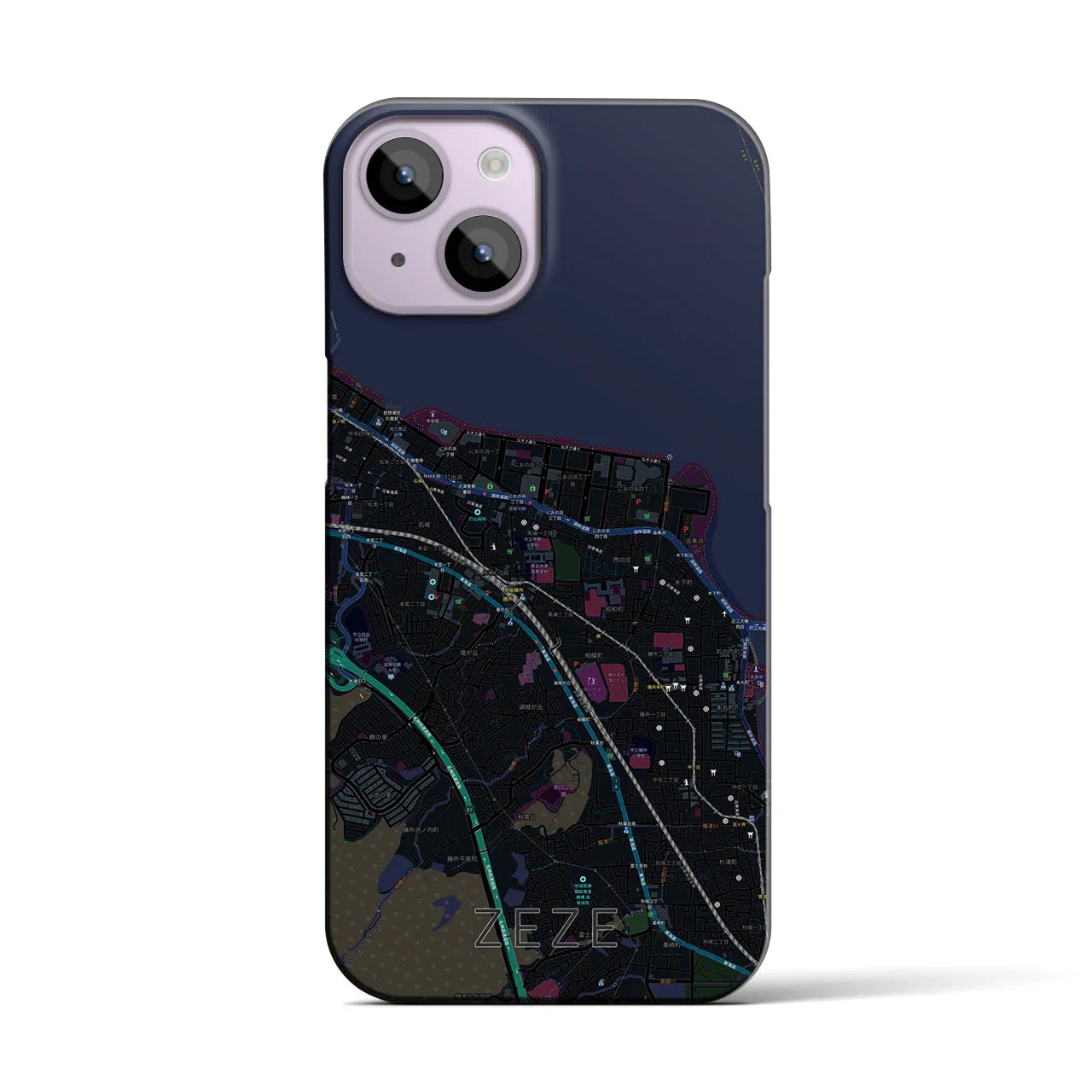 【膳所(滋賀県)】地図柄iPhoneケース(バックカバータイプ)