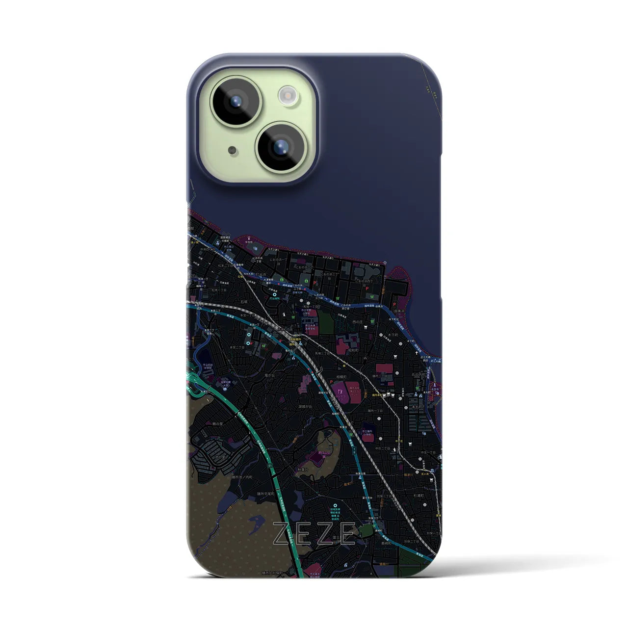 【膳所(滋賀県)】地図柄iPhoneケース(バックカバータイプ)