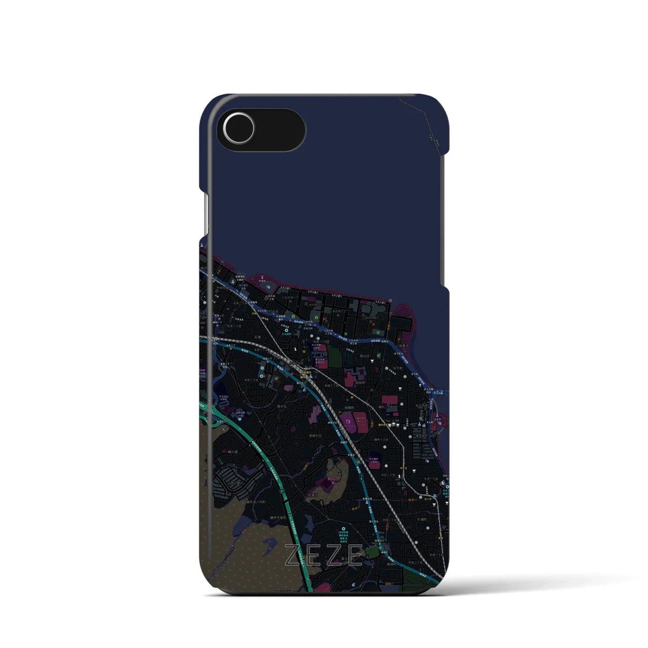 【膳所(滋賀県)】地図柄iPhoneケース(バックカバータイプ)