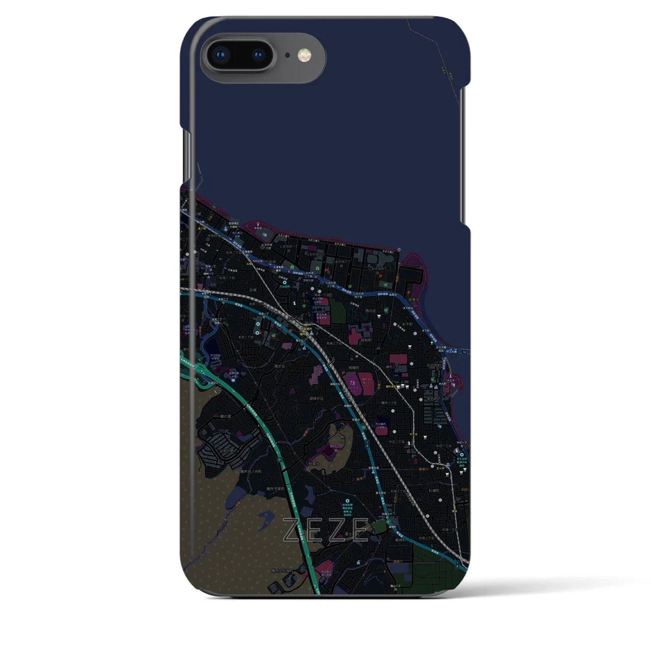 【膳所(滋賀県)】地図柄iPhoneケース(バックカバータイプ)