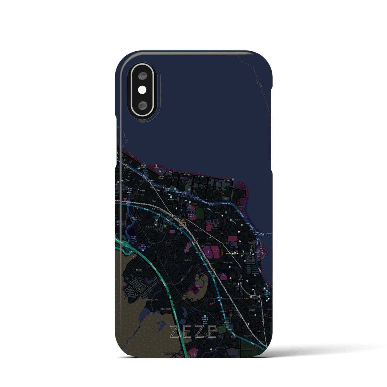 【膳所(滋賀県)】地図柄iPhoneケース(バックカバータイプ)