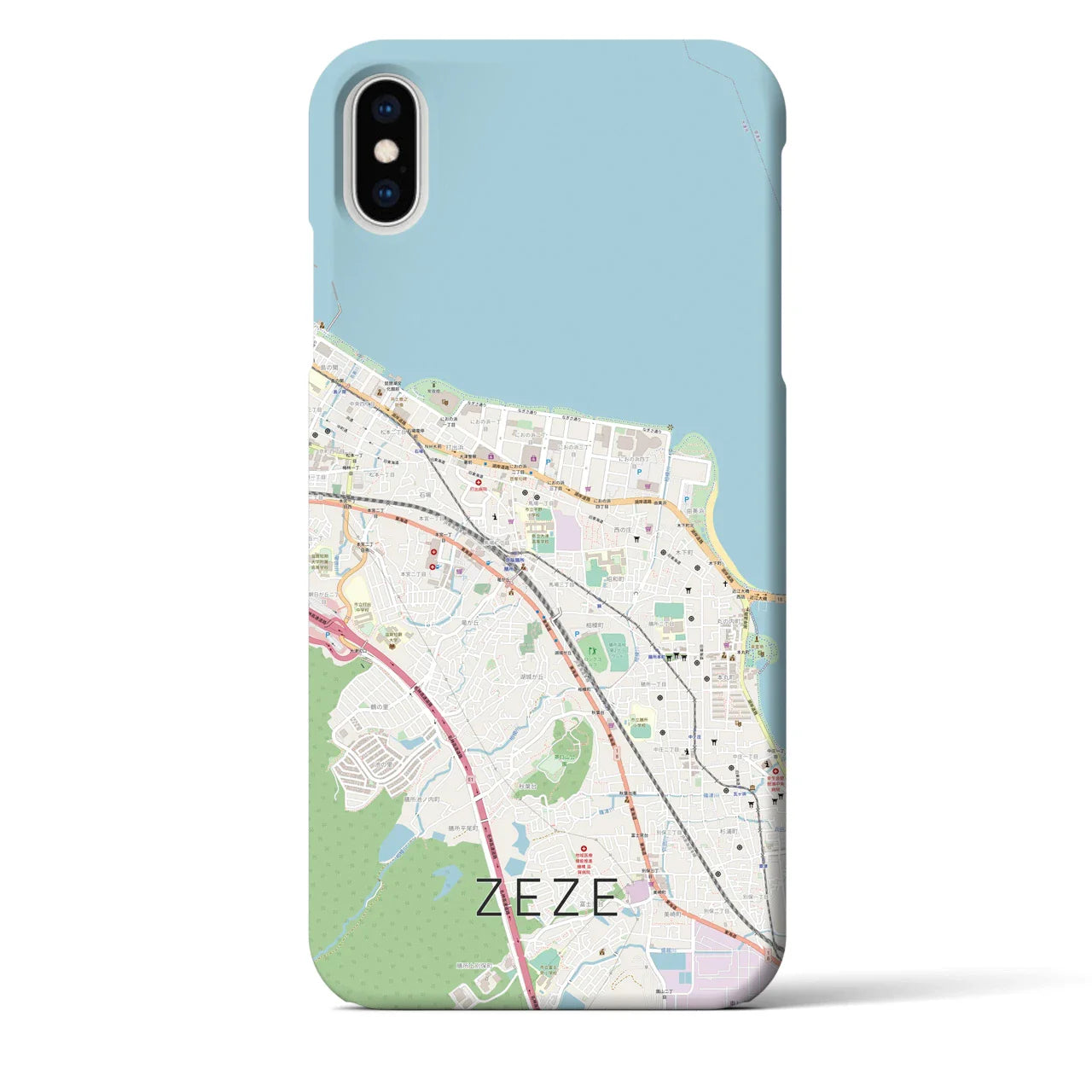 【膳所(滋賀県)】地図柄iPhoneケース(バックカバータイプ)