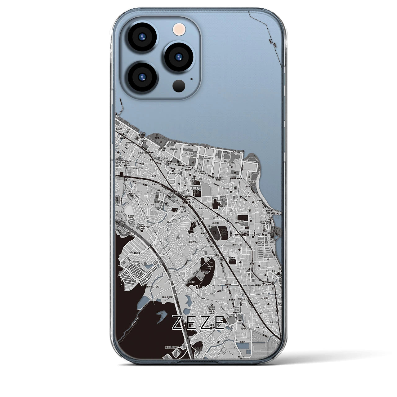 【膳所(滋賀県)】地図柄iPhoneケース(クリアタイプ)