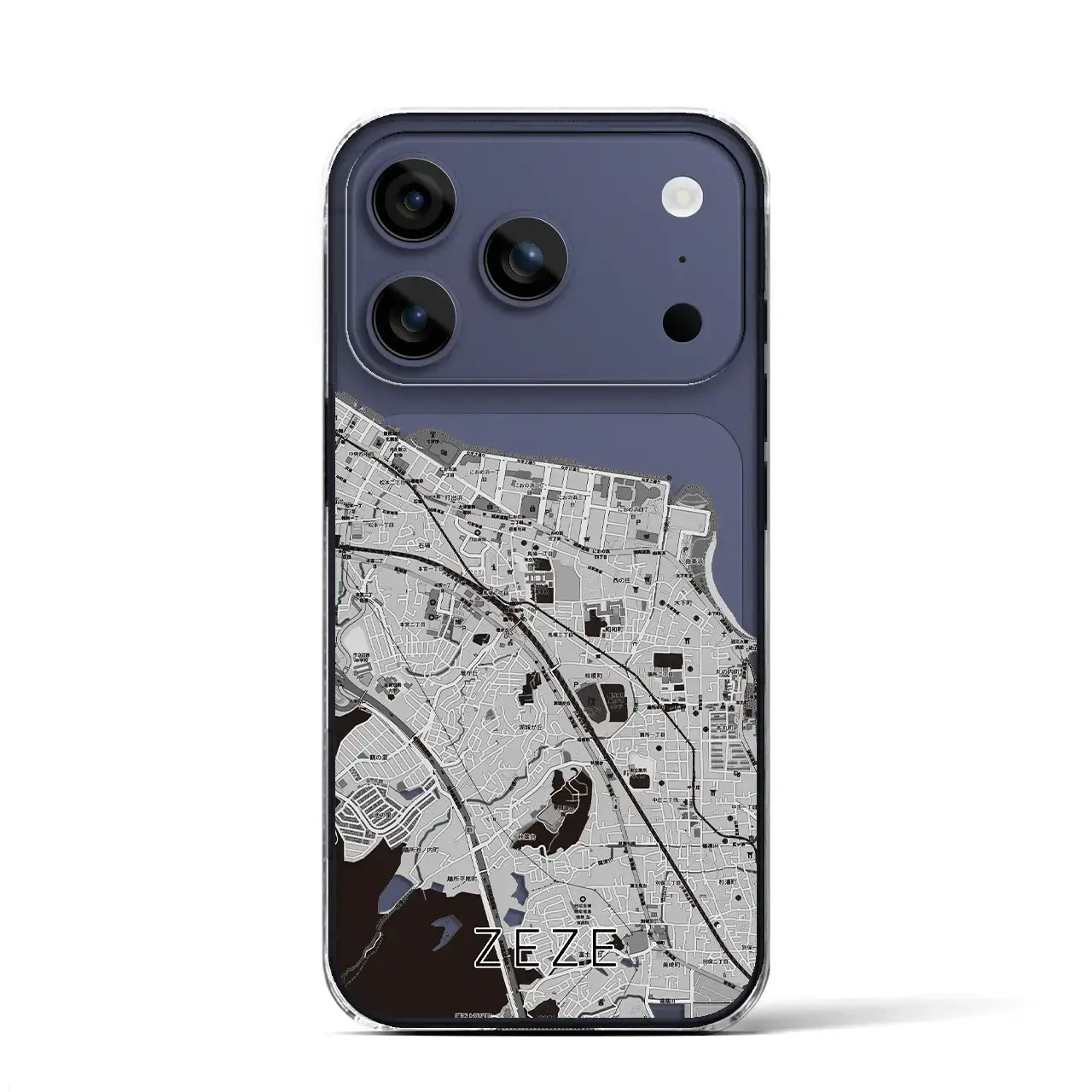 【膳所(滋賀県)】地図柄iPhoneケース(クリアタイプ)モノトーン・iPhone 17 Pro Max 用