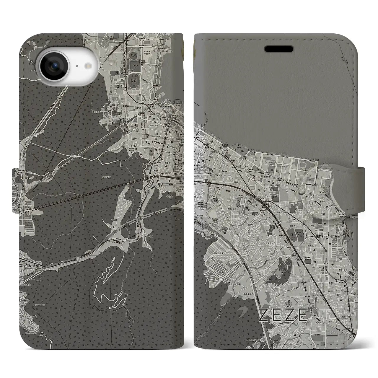 【膳所(滋賀県)】地図柄iPhoneケース(手帳タイプ)