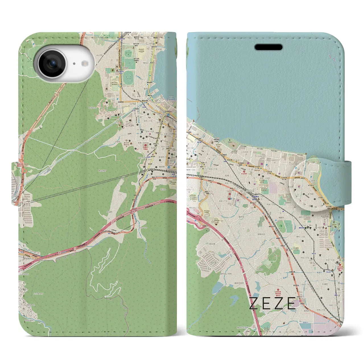 【膳所(滋賀県)】地図柄iPhoneケース(手帳タイプ)