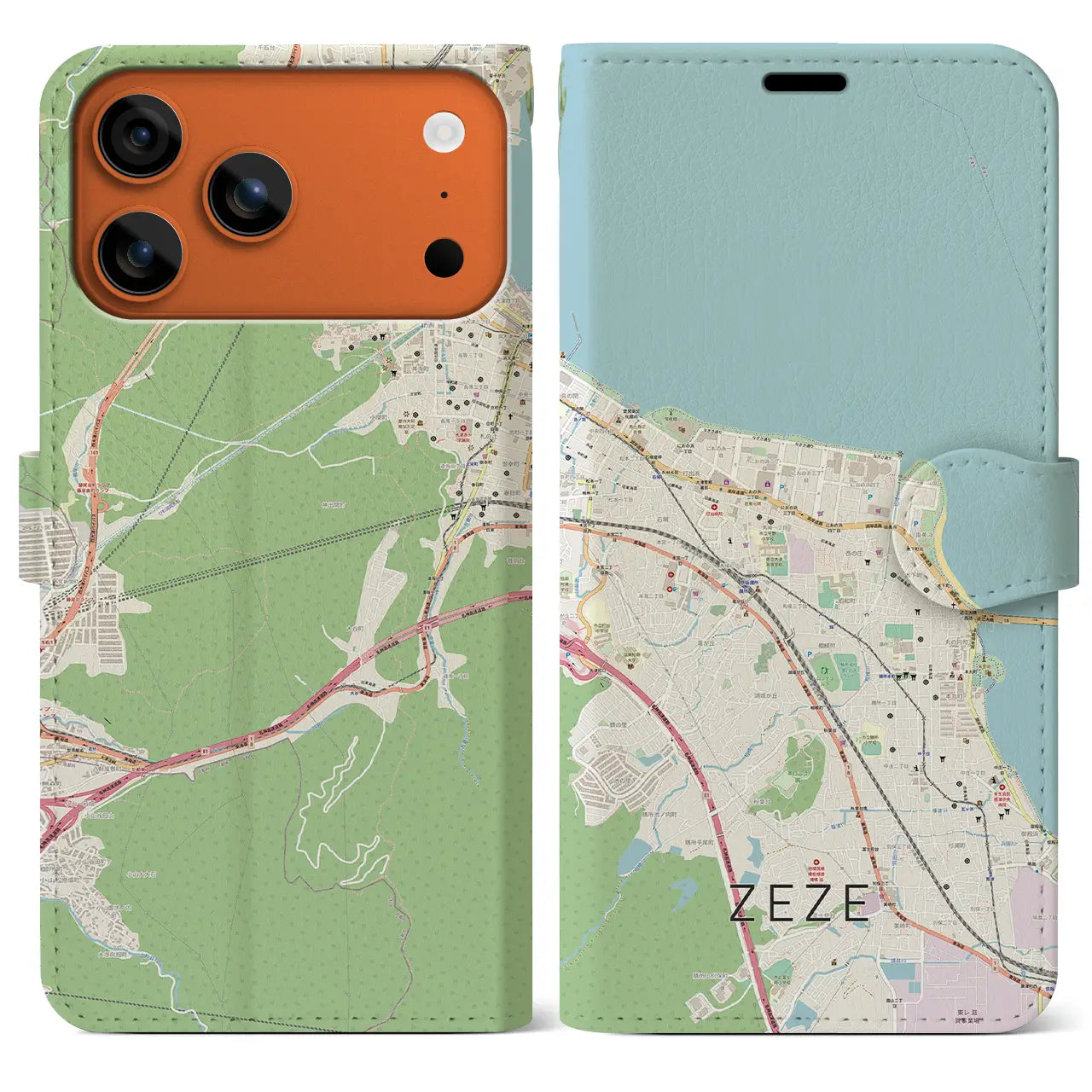 【膳所(滋賀県)】地図柄iPhoneケース(手帳タイプ)