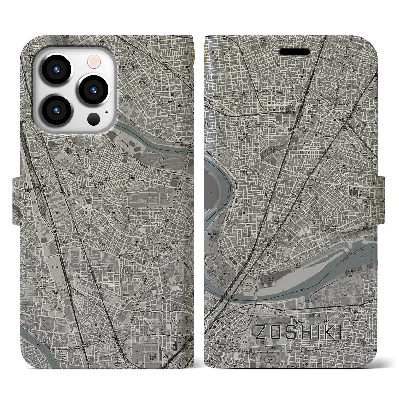 【雑色(東京都)】地図柄iPhoneケース(手帳タイプ)