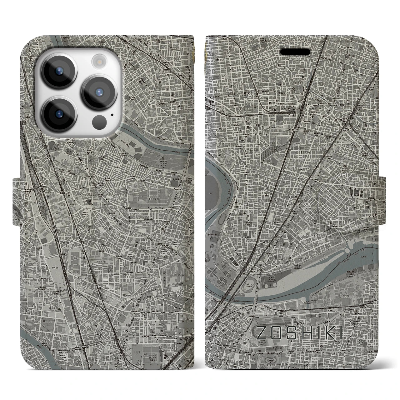 【雑色(東京都)】地図柄iPhoneケース(手帳タイプ)