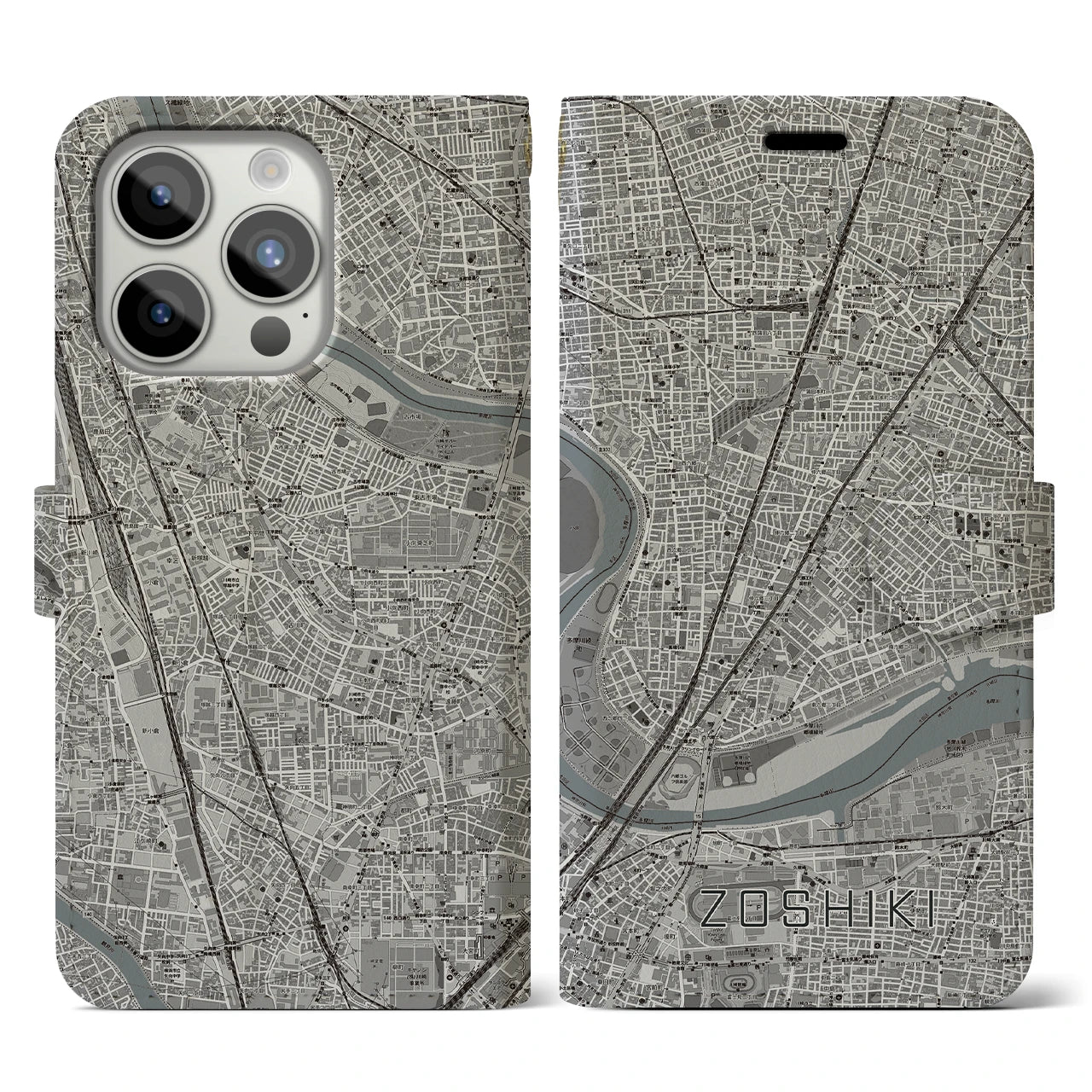 【雑色(東京都)】地図柄iPhoneケース(手帳タイプ)