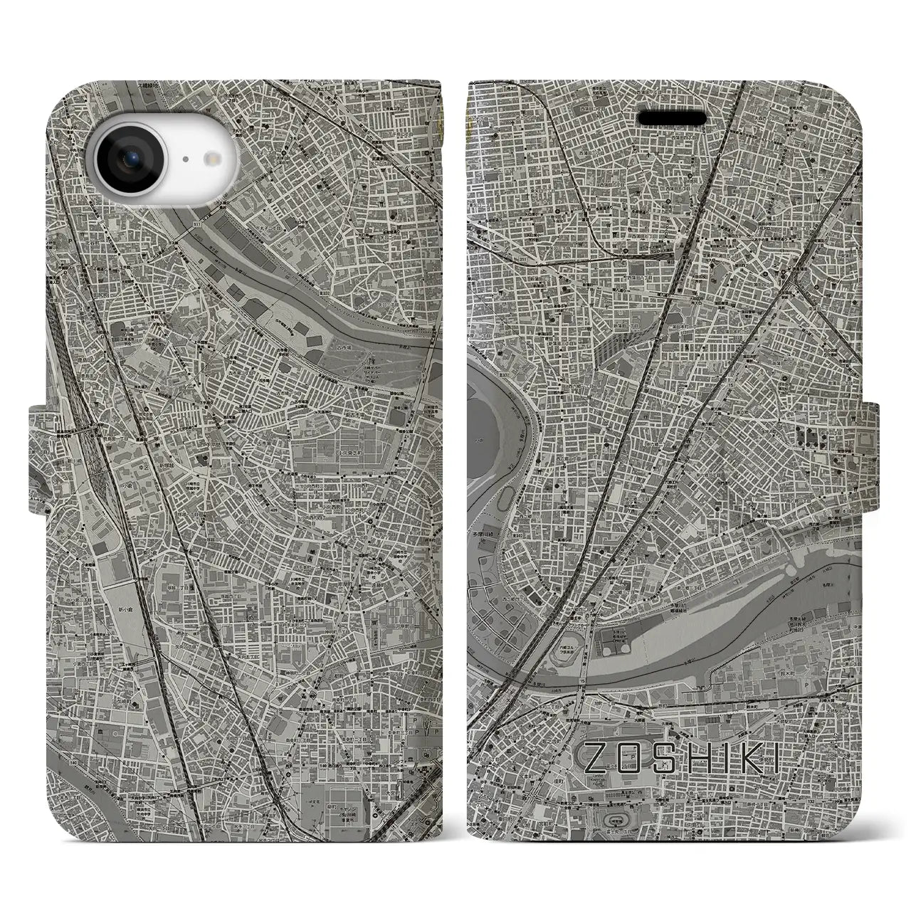 【雑色(東京都)】地図柄iPhoneケース(手帳タイプ)