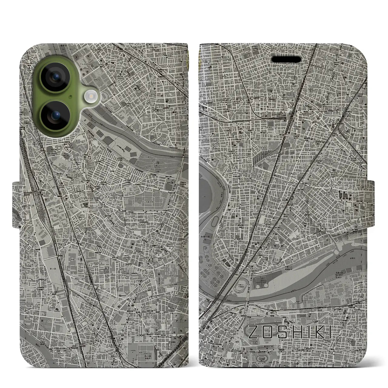 【雑色(東京都)】地図柄iPhoneケース(手帳タイプ)