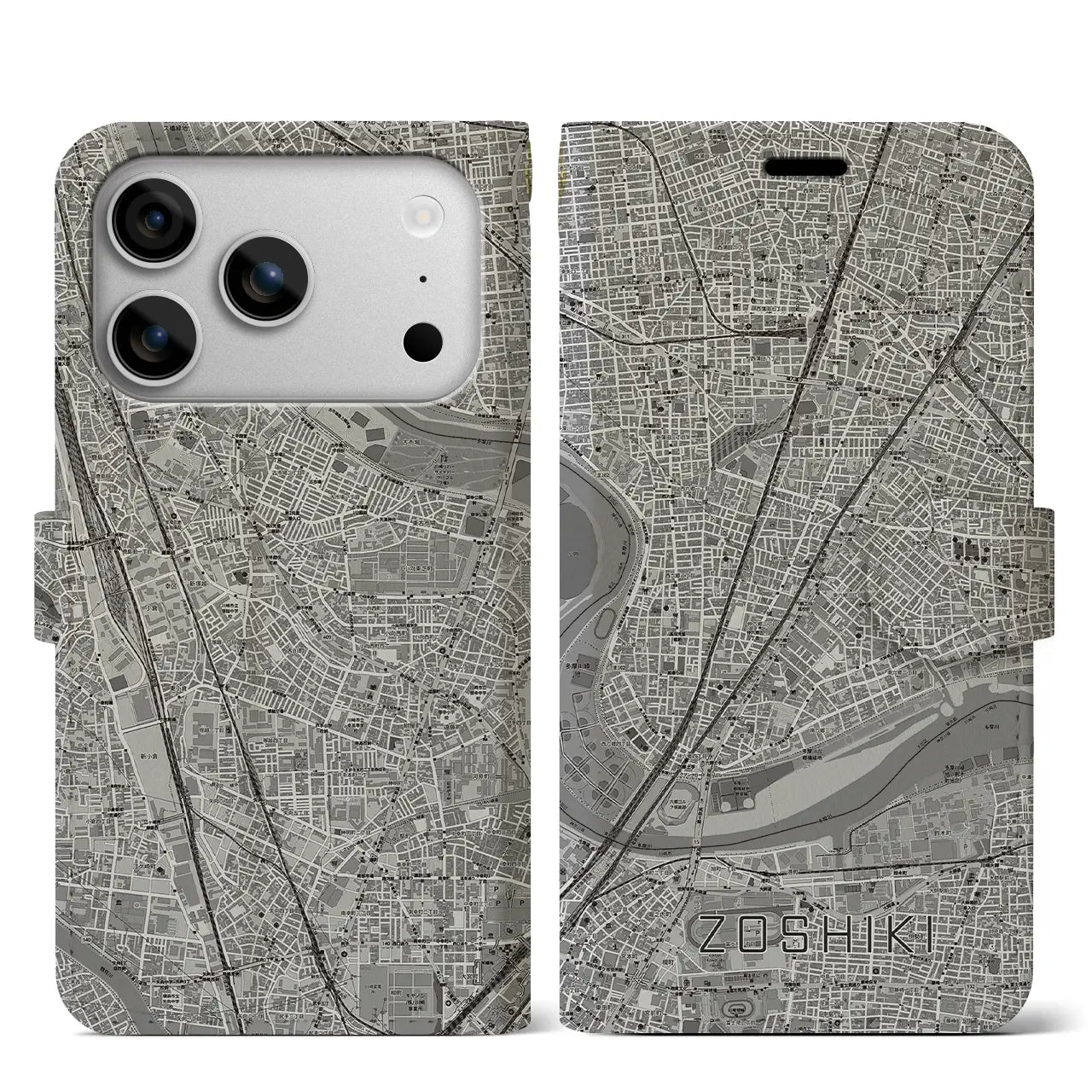 【雑色(東京都)】地図柄iPhoneケース(手帳タイプ)