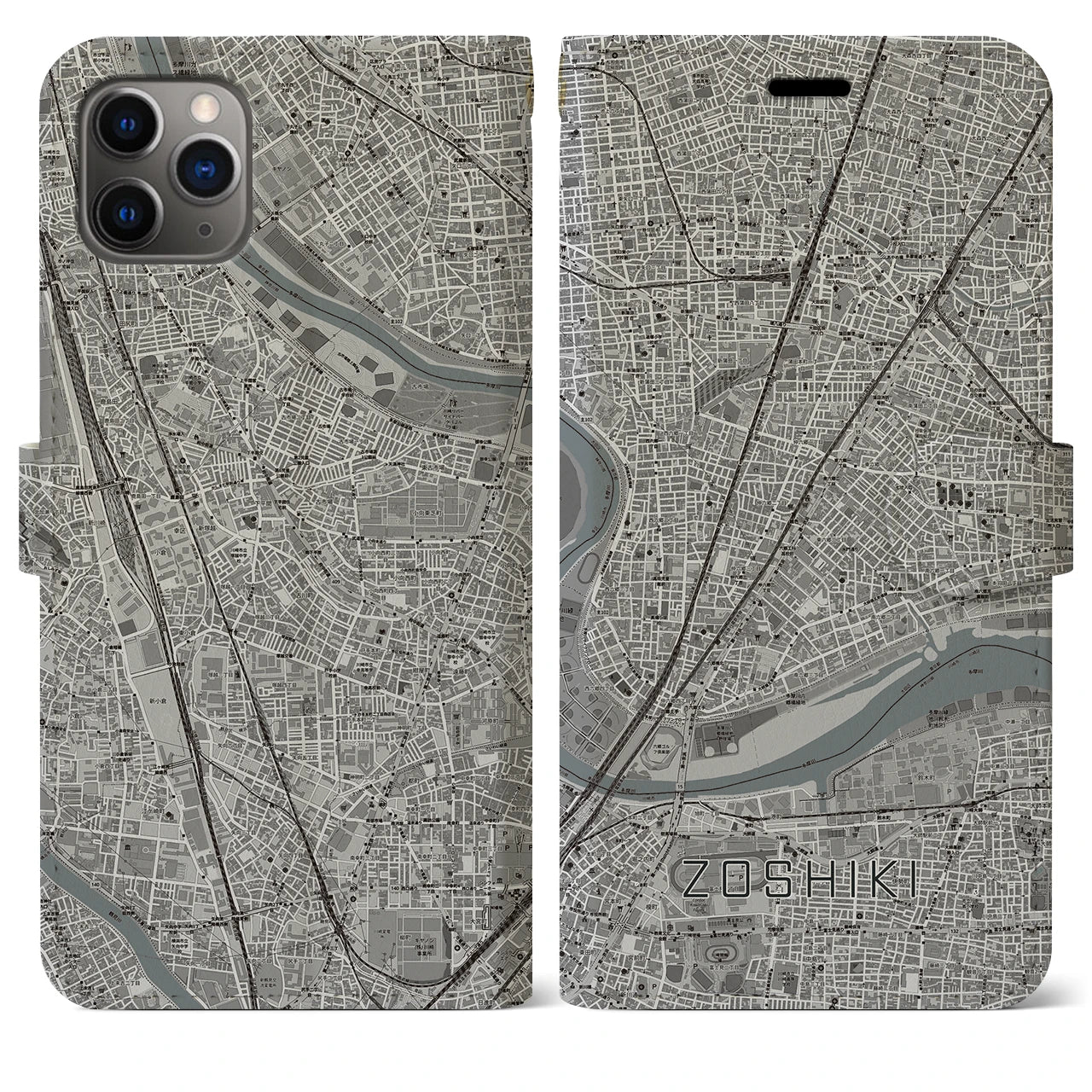 【雑色(東京都)】地図柄iPhoneケース(手帳タイプ)