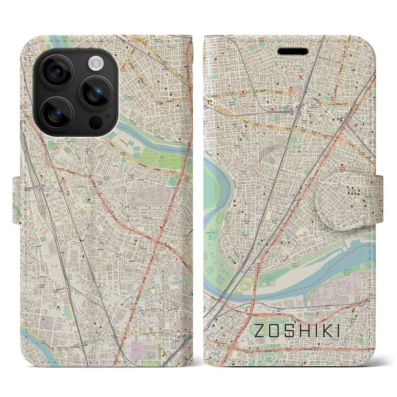 【雑色(東京都)】地図柄iPhoneケース(手帳タイプ)