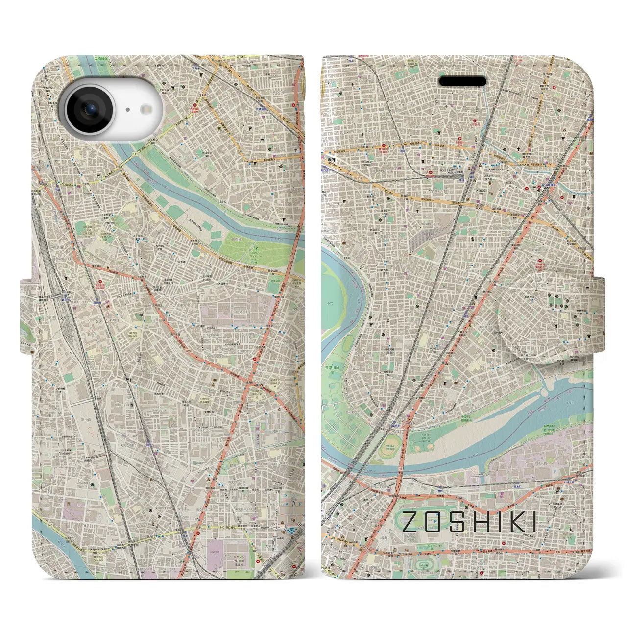 【雑色(東京都)】地図柄iPhoneケース(手帳タイプ)