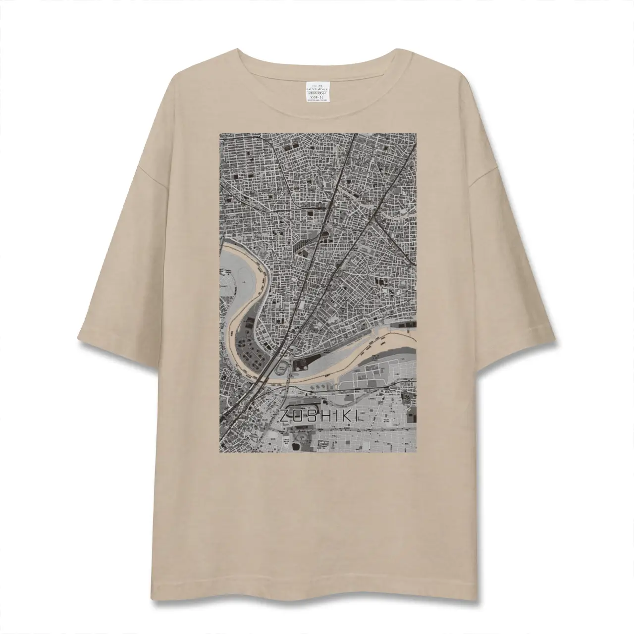 【雑色(東京都)】地図柄ビッグシルエットTシャツ
