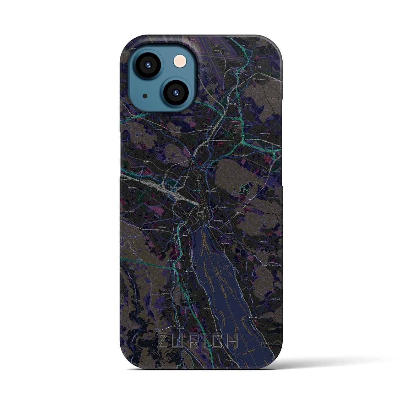 【チューリッヒ(スイス)】地図柄iPhoneケース(バックカバータイプ)