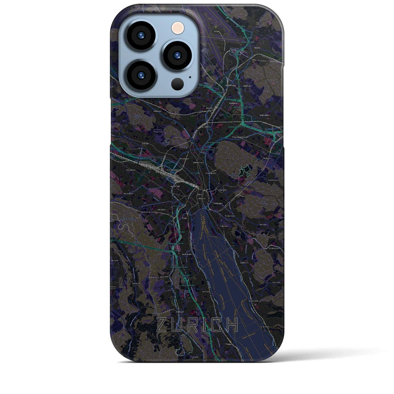 【チューリッヒ(スイス)】地図柄iPhoneケース(バックカバータイプ)