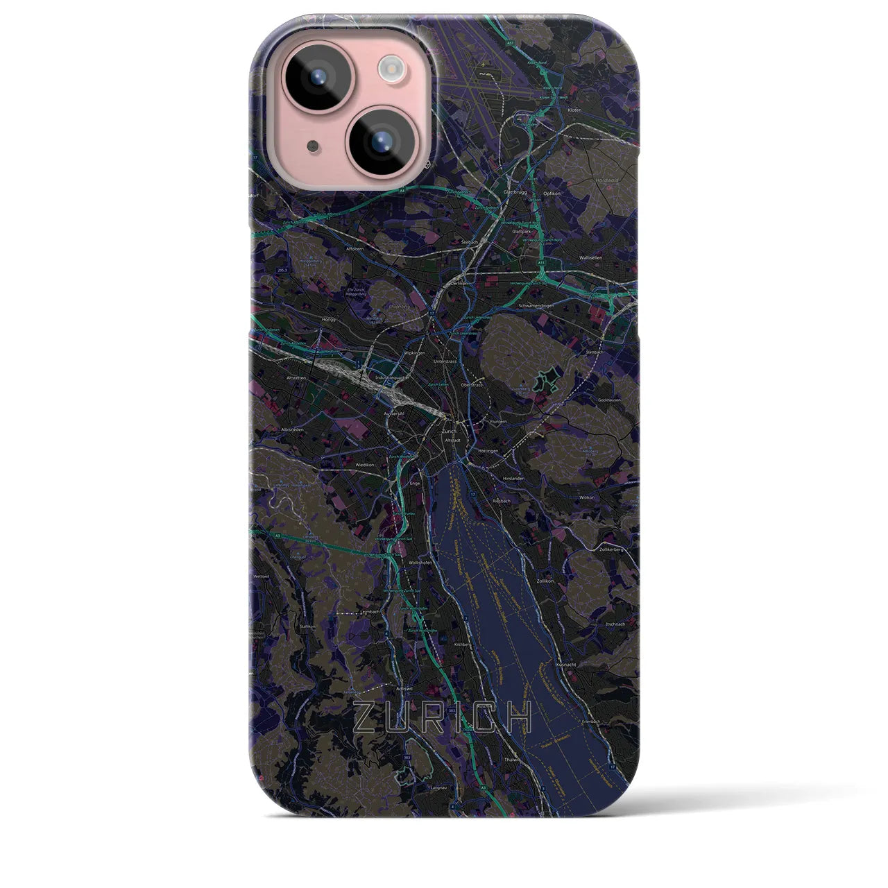 【チューリッヒ(スイス)】地図柄iPhoneケース(バックカバータイプ)
