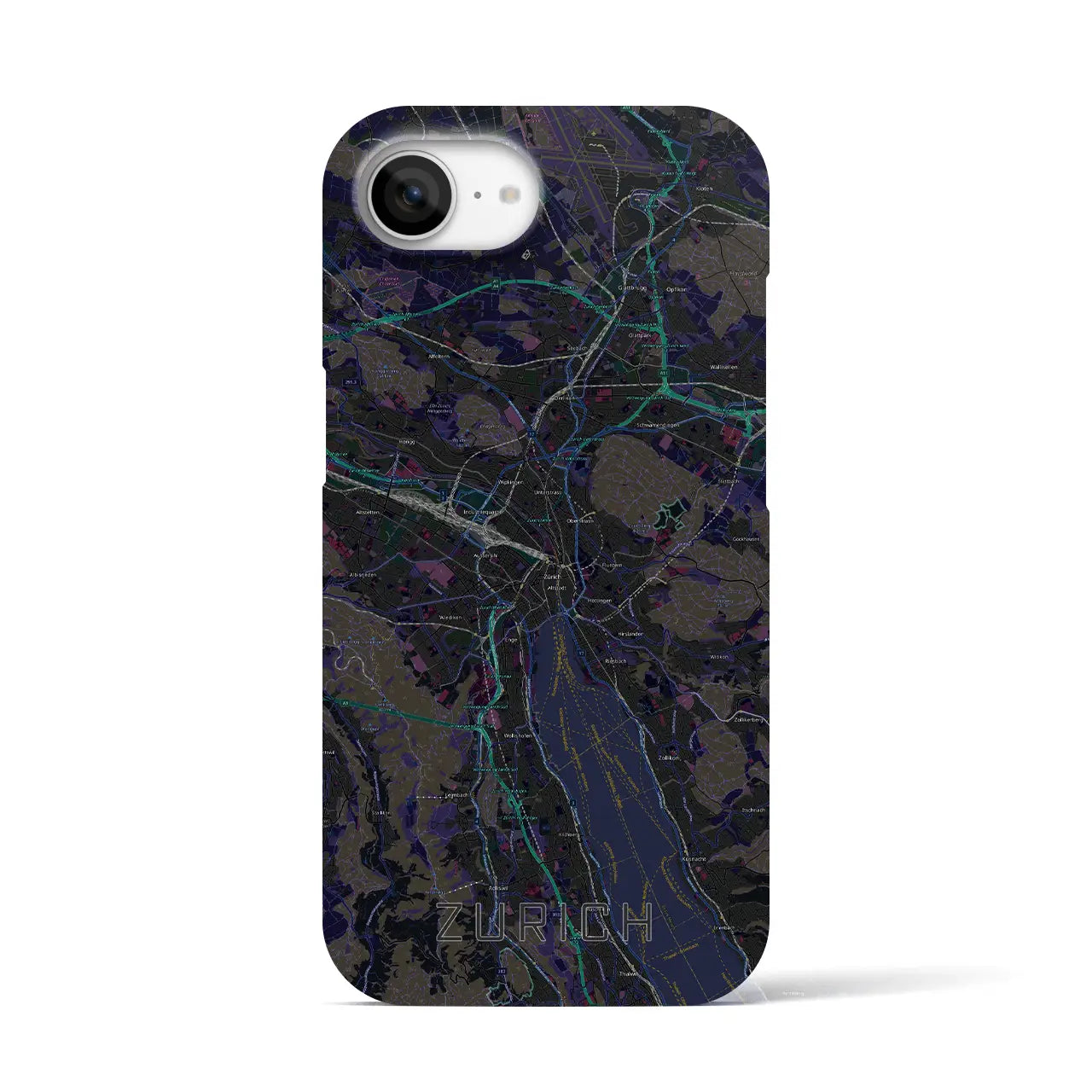 【チューリッヒ(スイス)】地図柄iPhoneケース(バックカバータイプ)