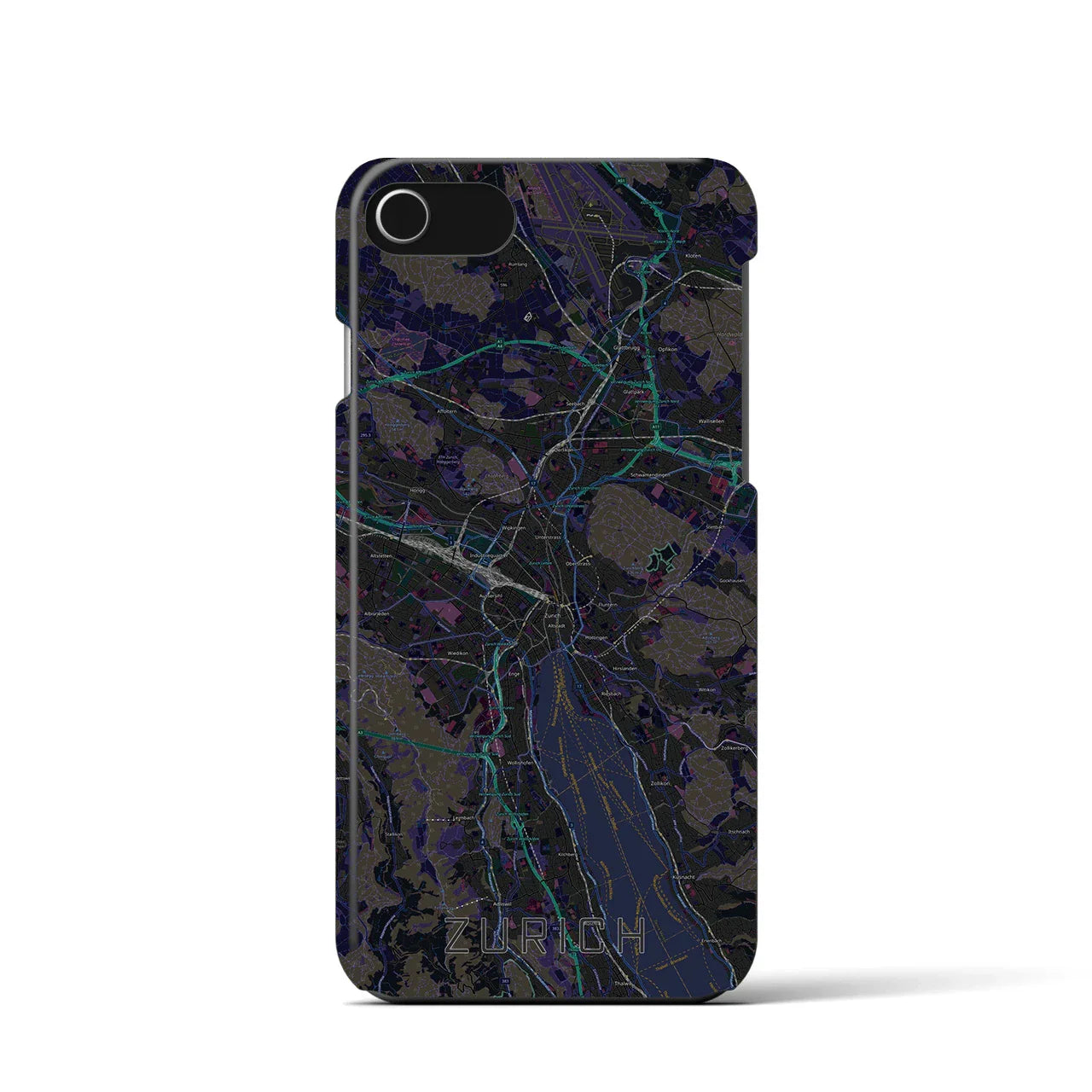 【チューリッヒ(スイス)】地図柄iPhoneケース(バックカバータイプ)
