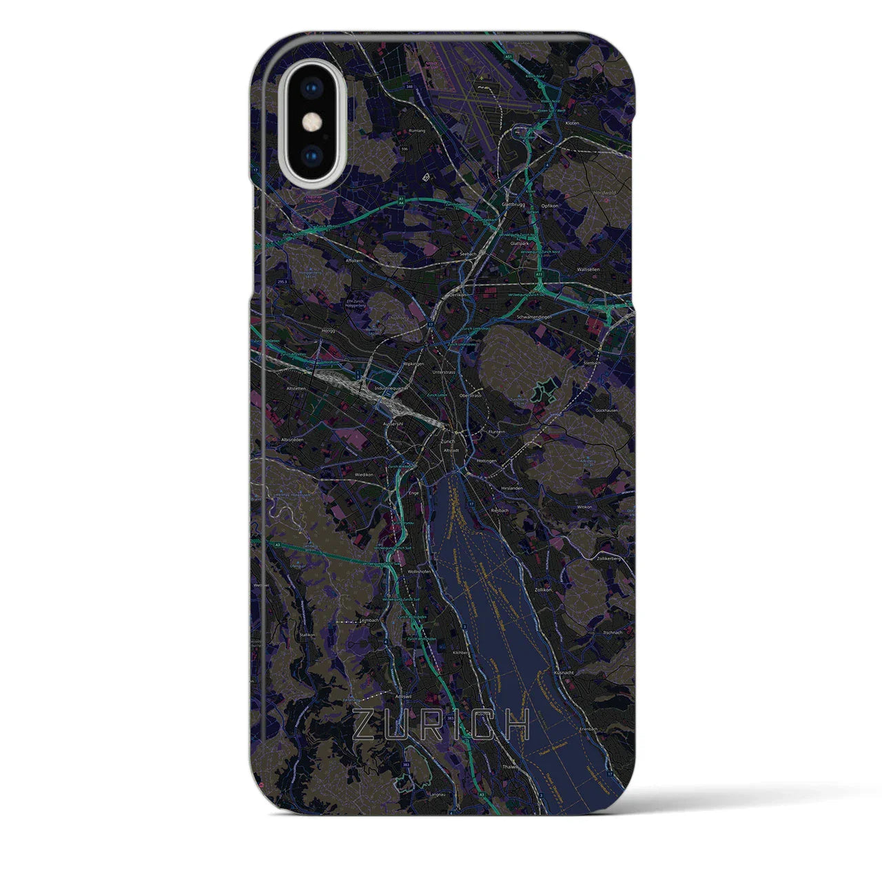 【チューリッヒ(スイス)】地図柄iPhoneケース(バックカバータイプ)