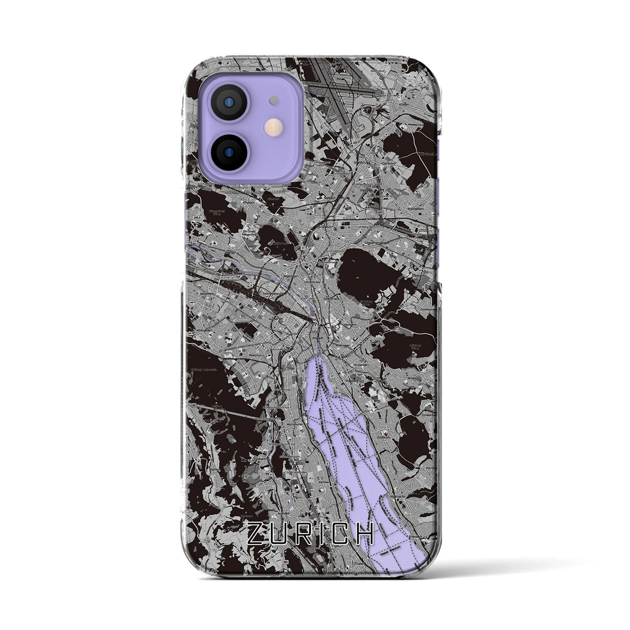 【チューリッヒ(スイス)】地図柄iPhoneケース(クリアタイプ)