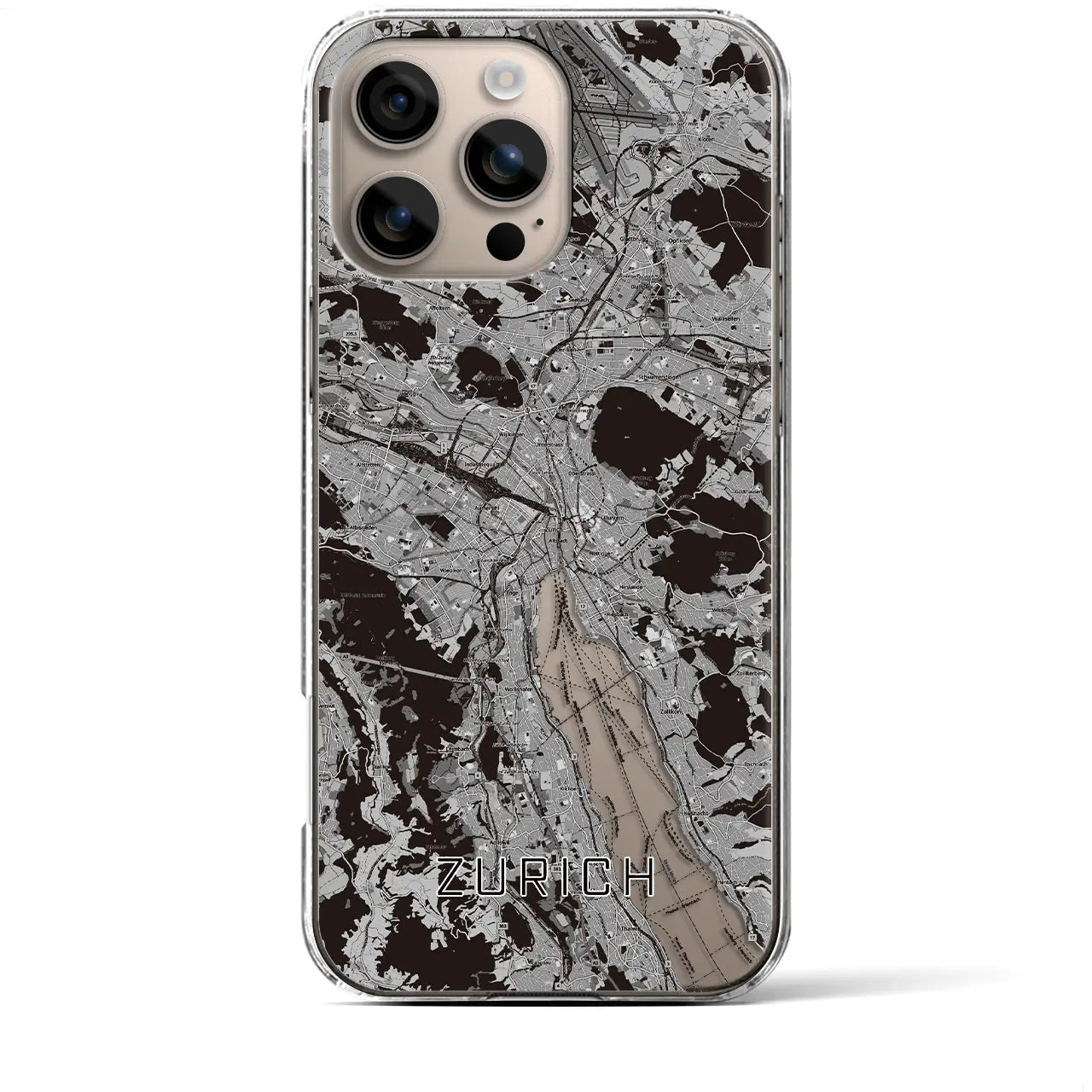 【チューリッヒ(スイス)】地図柄iPhoneケース(クリアタイプ)