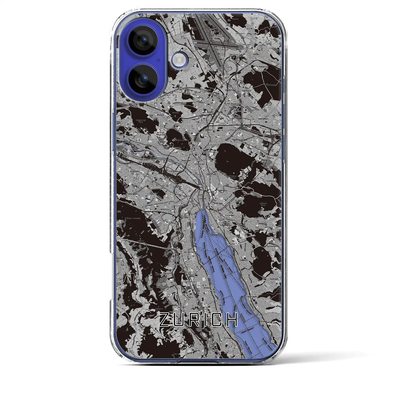 【チューリッヒ(スイス)】地図柄iPhoneケース(クリアタイプ)
