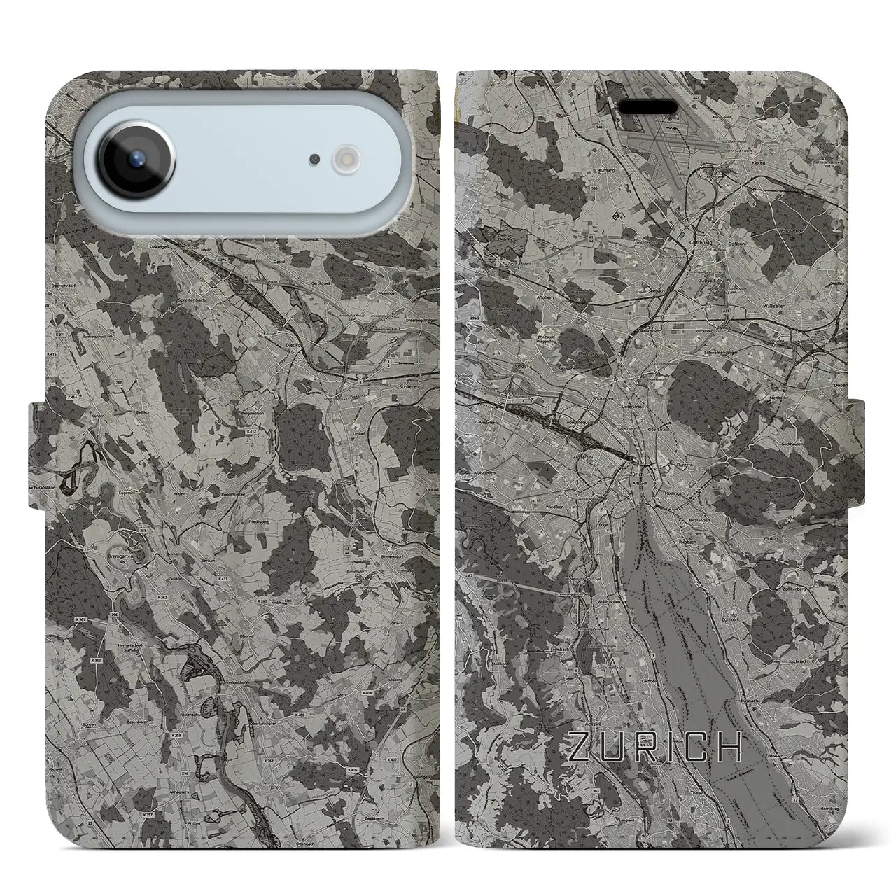 【チューリッヒ(スイス)】地図柄iPhoneケース(手帳タイプ)