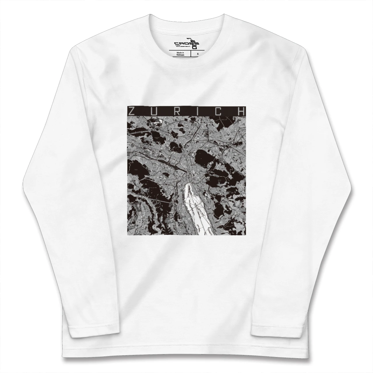 【チューリッヒ(スイス)】地図柄ロングスリーブTシャツ