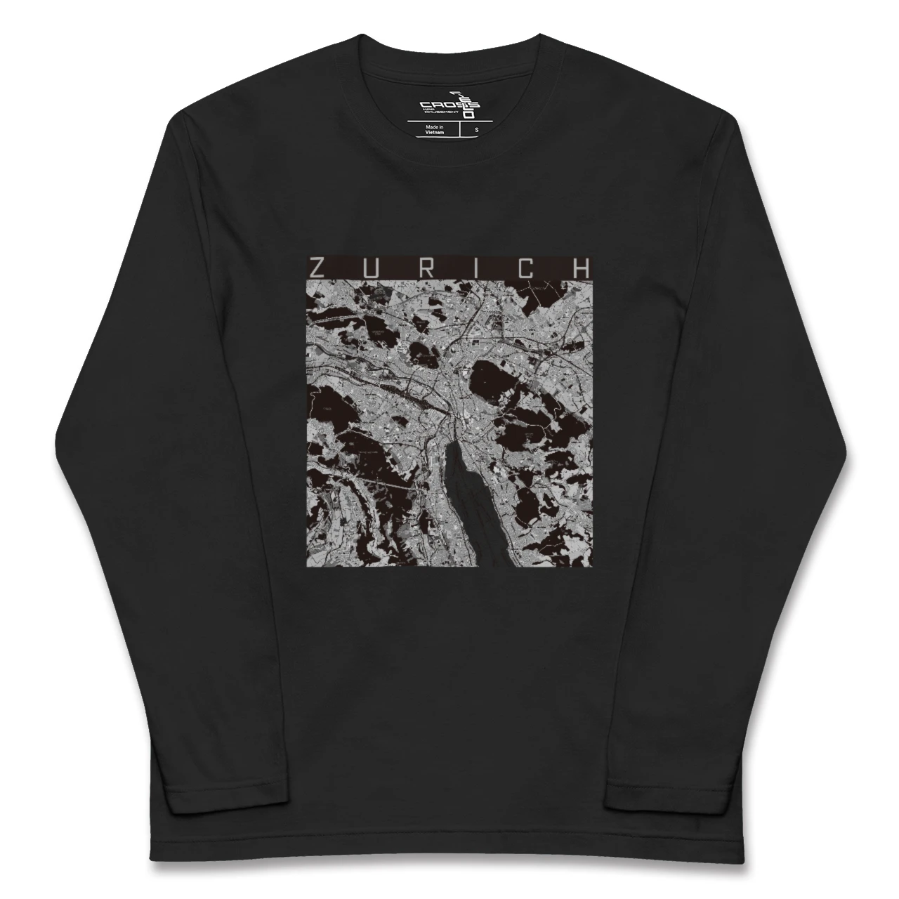 【チューリッヒ(スイス)】地図柄ロングスリーブTシャツ