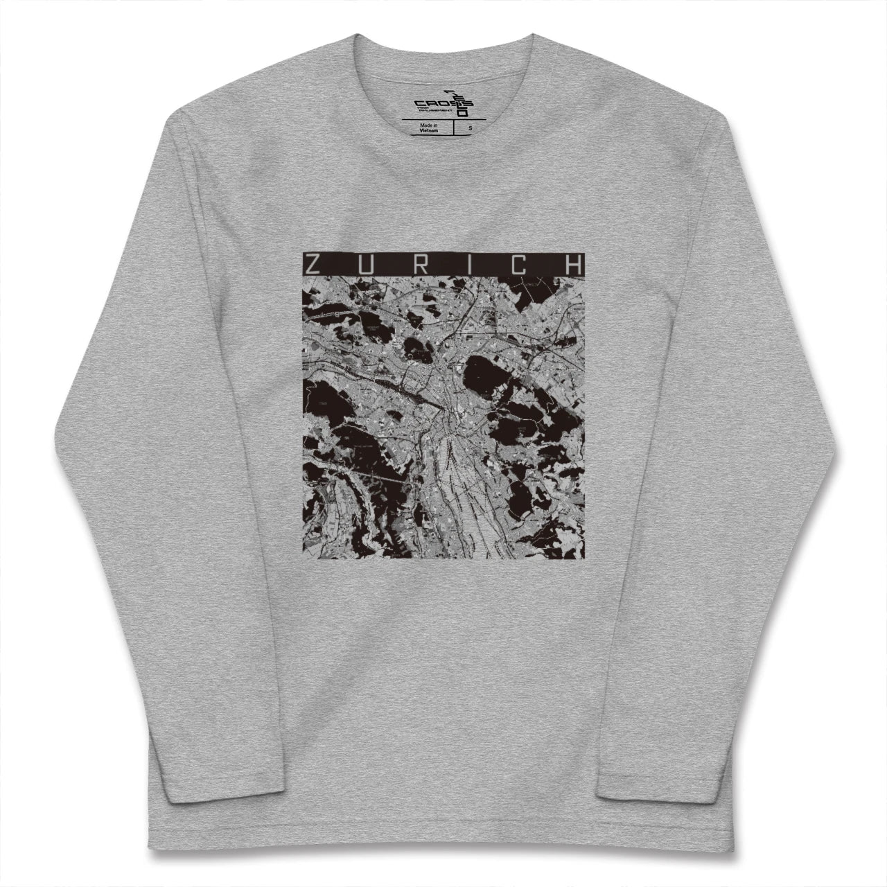 【チューリッヒ(スイス)】地図柄ロングスリーブTシャツ